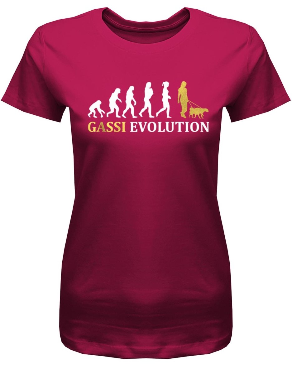 Gassi Evolution - Tierliebhaber - Hundebesitzer - Damen T-Shirt - T-Shirt bedrucken mit lustigen Sprüchen bei - myShirtStore