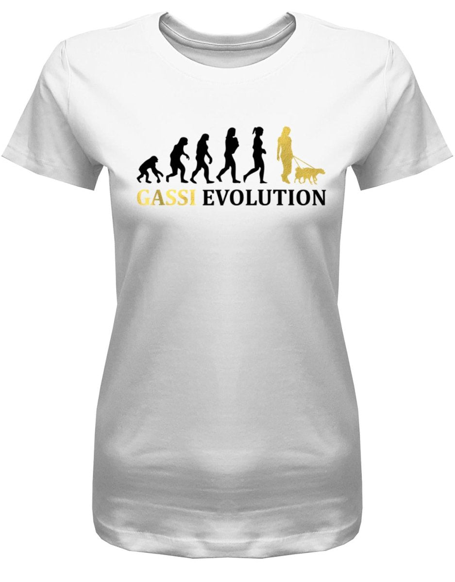 Gassi Evolution - Tierliebhaber - Hundebesitzer - Damen T-Shirt - T-Shirt bedrucken mit lustigen Sprüchen bei - myShirtStore