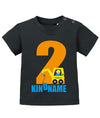 Geburtstag Shirt 2 - Bagger Zwei mit Wunschname - Jungen und Mädchen - Baby T-Shirt - T-Shirt bedrucken mit lustigen Sprüchen bei - myShirtStore