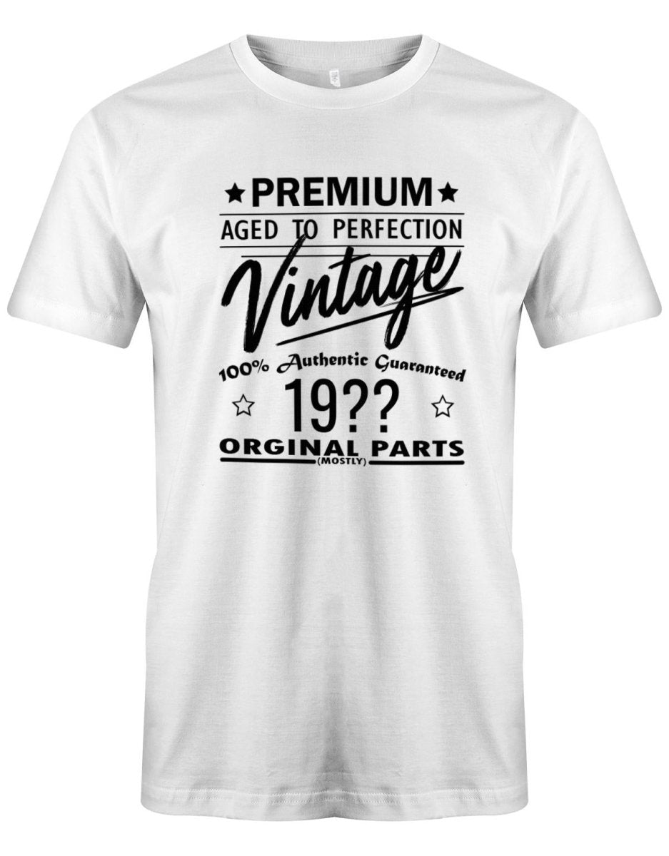 Geburtstag Tshirt für Männer Premium Aged to Perfection mit Geburtsjahr - T-Shirt bedrucken mit lustigen Sprüchen bei - myShirtStore