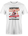 Handwerker Achtung Baustelle fliegendes Werkzeug und Kraftausdrücke - Herren T-Shirt - T-Shirt bedrucken mit lustigen Sprüchen bei - myShirtStore