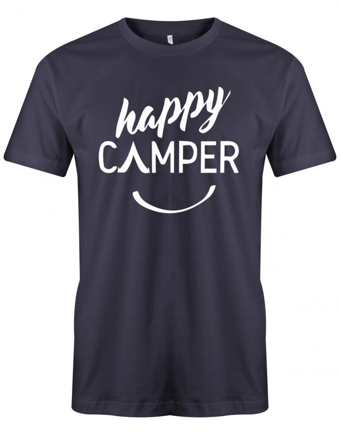 Happy Camper Camping T-Shirt für Männer - Lustiges Camper - Shirt mit zeltförmigem 'A' - Perfekte Geschenkidee für Camper - T-Shirt bedrucken mit lustigen Sprüchen bei - myShirtStore