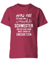 Hau ab ich habe eine verrückte Schwester - keine Angst sie einzusetzen - Kinder T-Shirt - T-Shirt bedrucken mit lustigen Sprüchen bei - myShirtStore