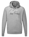 Grauer Hoodie mit Herzschlag-Hunde-Motiv. Stylischer Unisex-Hoodie für Hundebesitzer und Tierliebhaber, ideal für Alltag und Sport.