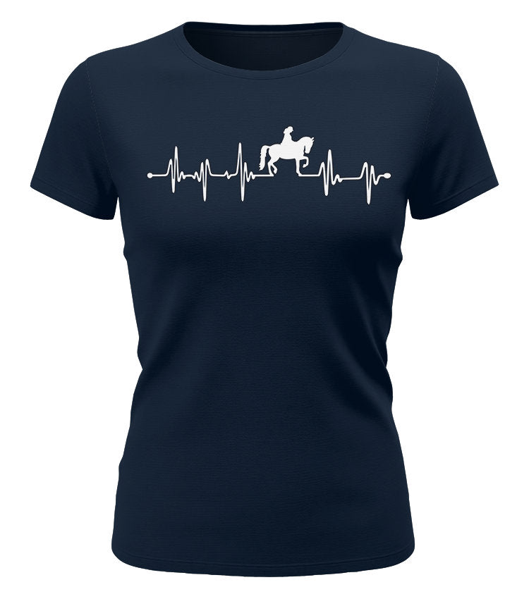 Herzschlag Reiter EKG - Reiterin - Pferd  - Damen T-Shirt navy