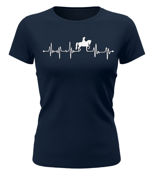 Herzschlag Reiter EKG - Reiterin - Pferd  - Damen T-Shirt navy