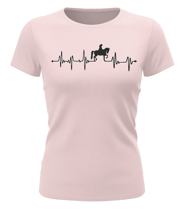 Herzschlag Reiter EKG - Reiterin - Pferd  - Damen T-Shirt rosa