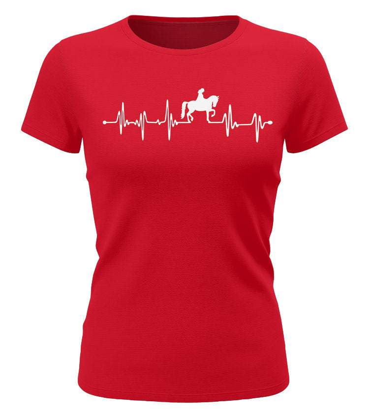 Herzschlag Reiter EKG - Reiterin - Pferd  - Damen T-Shirt rot