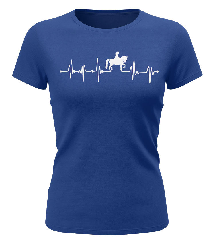 Herzschlag Reiter EKG - Reiterin - Pferd  - Damen T-Shirt royalblau
