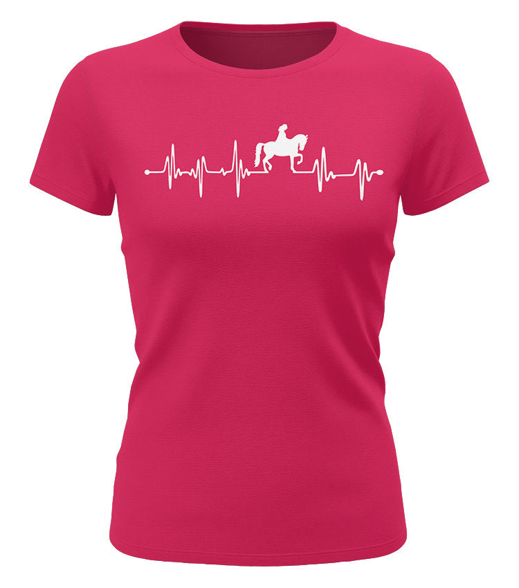 Herzschlag Reiter EKG - Reiterin - Pferd  - Damen T-Shirt sorbet