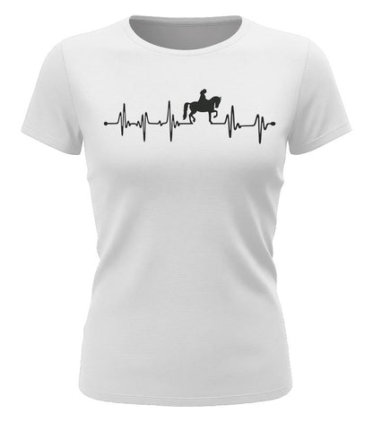 Herzschlag Reiter EKG - Reiterin - Pferd  - Damen T-Shirt weiß