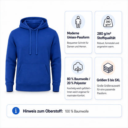 Herren Hoodie Material und moderne Passform Übersicht – 280g Baumwoll-Mix