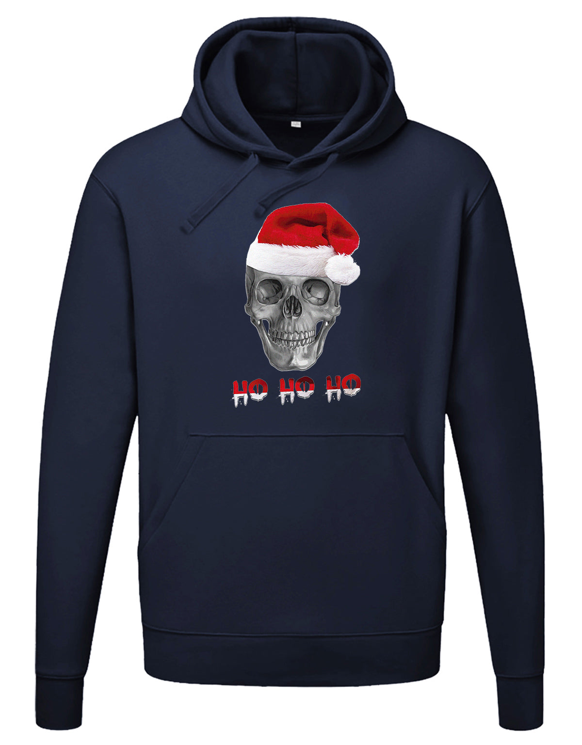 Totenkopf mit Weihnachtsmütze Ho Ho Ho Weihnachten Hoodie Unisex