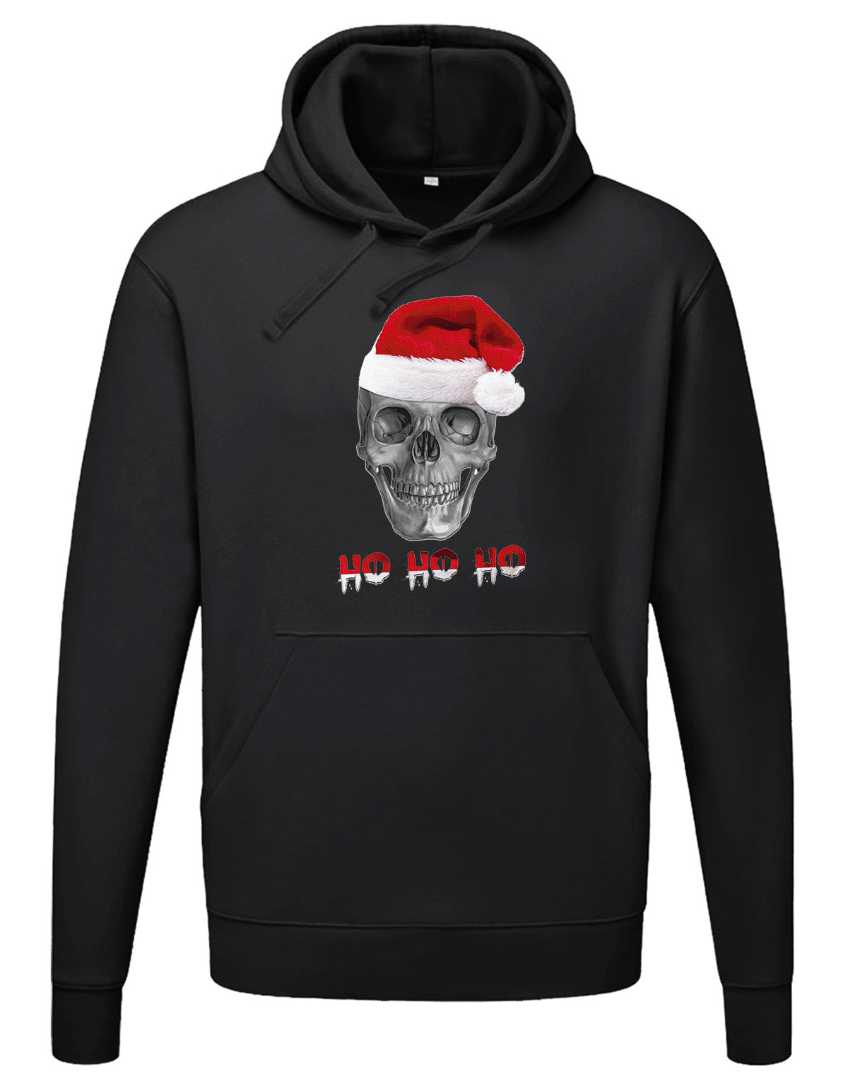 Totenkopf mit Weihnachtsmütze Ho Ho Ho Weihnachten Hoodie Unisex