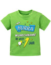 Hurra Name vom Kind ist jetzt 1 Jahr - personalisiert mit Name - Jungen Baby T-Shirt - T-Shirt bedrucken mit lustigen Sprüchen bei - myShirtStore