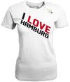 I Love Hamburg - Schriftzug - Damen T-Shirt - T-Shirt bedrucken mit lustigen Sprüchen bei - myShirtStore