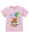 Ich bin 1 - Teddy mit Luftballon - Erster Geburtstag - Personaliert mit Name Baby Shirt - T-Shirt bedrucken mit lustigen Sprüchen bei - myShirtStore