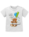 Ich bin 1 - Teddy mit Luftballon - Erster Geburtstag - Personaliert mit Name Baby Shirt - T-Shirt bedrucken mit lustigen Sprüchen bei - myShirtStore