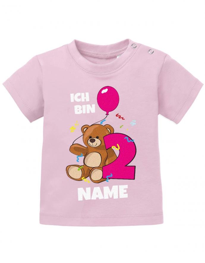 Ich bin 2 Teddybär mit Wunschname Mädchen - Baby T-Shirt - T-Shirt bedrucken mit lustigen Sprüchen bei - myShirtStore