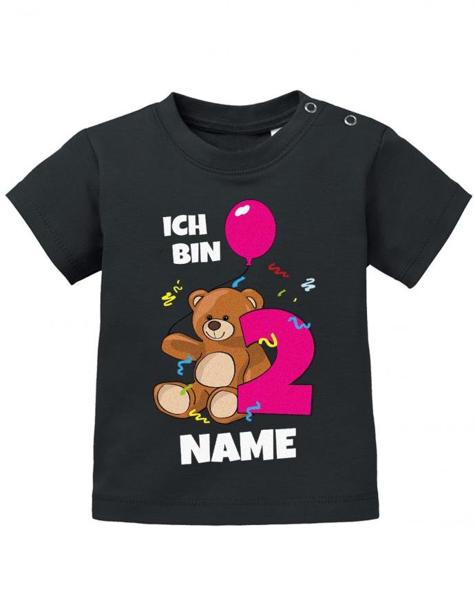 Ich bin 2 Teddybär mit Wunschname Mädchen - Baby T-Shirt - T-Shirt bedrucken mit lustigen Sprüchen bei - myShirtStore