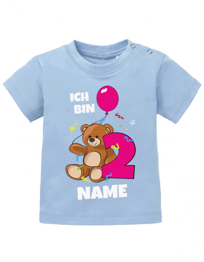 Ich bin 2 Teddybär mit Wunschname Mädchen - Baby T-Shirt - T-Shirt bedrucken mit lustigen Sprüchen bei - myShirtStore