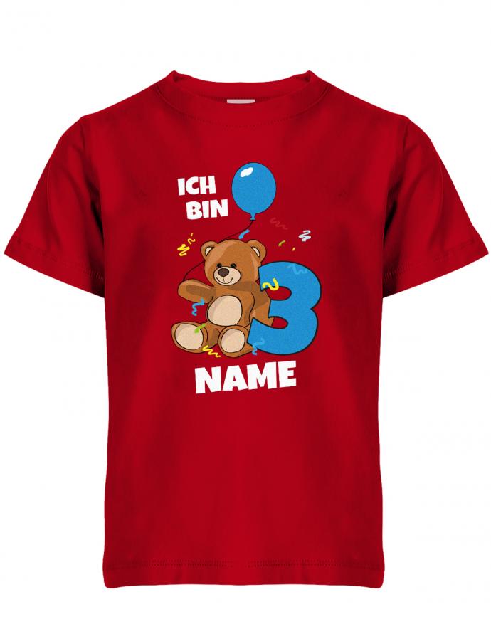 Ich bin 3 Teddybär mit Wunschname Junge - Kinder T-Shirt - T-Shirt bedrucken mit lustigen Sprüchen bei - myShirtStore