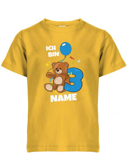 Ich bin 3 Teddybär mit Wunschname Junge - Kinder T-Shirt - T-Shirt bedrucken mit lustigen Sprüchen bei - myShirtStore