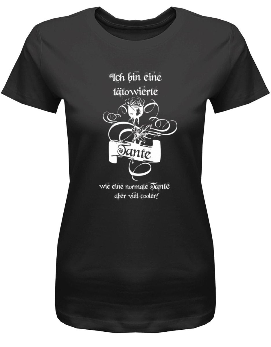 Ich bin eine tätowierte Tante - Deluxe - Damen T-Shirt - T-Shirt bedrucken mit lustigen Sprüchen bei - myShirtStore