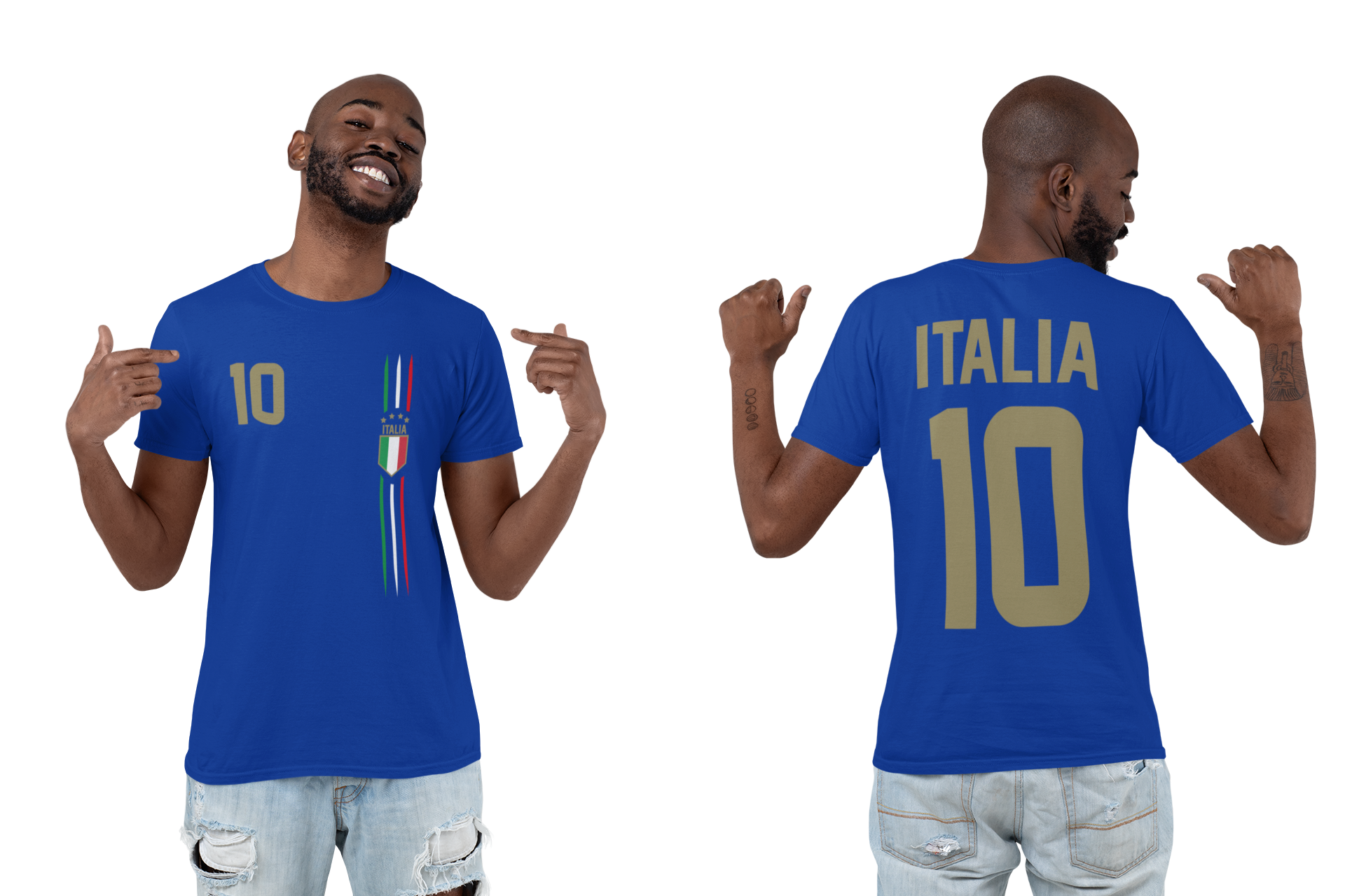 Italien T Shirt mit Wunschname auf dem Rückenund Wunschnummer Italy Fan TShirt