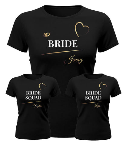 Bride Squad Shirts Personalized – Bride & Team Bride Bachelorette Party Matching Shirts