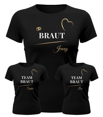 JGA Shirt Frauen Set – Team Braut & Braut Shirt personalisiert Junggesellinnenabschied