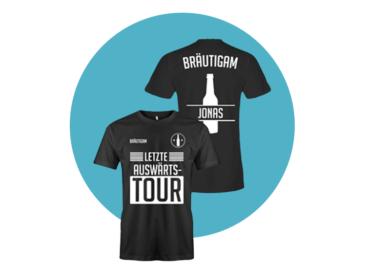 Dein  bedrucktes t shirt für den perfekten junggesellenabschied. Letzte auswärtstour mit Namen personalisiert. Bedruckt für Bräutigam und Gruppe. Passend für JGA und der Hochzeitsfeier