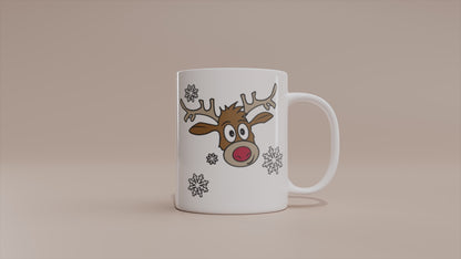 Video - Rentier Tasse – Lustige Weihnachtstasse mit Schneeflocken Motiv