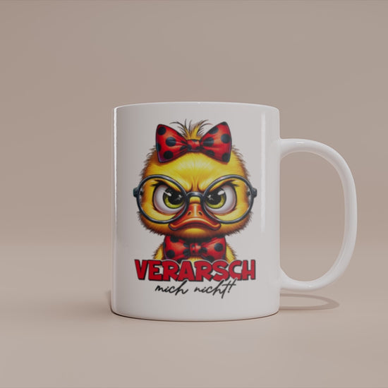 Video: Witzige Enten Tasse mit dem Spruch „Verarsch mich nicht“.