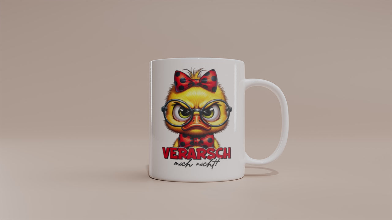 Video: Witzige Enten Tasse mit dem Spruch „Verarsch mich nicht“.