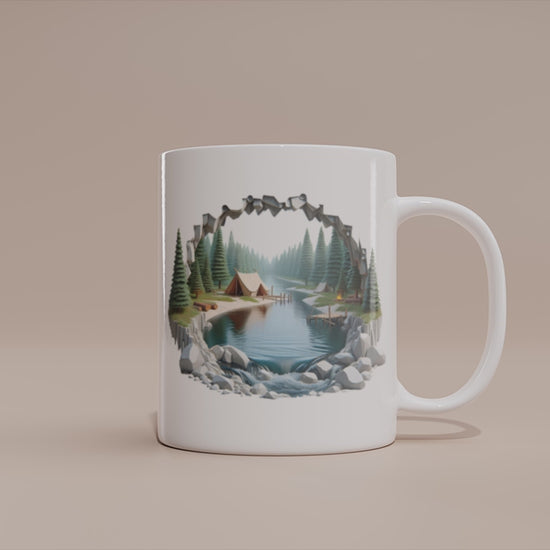 Video - Camping Tasse – 3D Effekt Motiv mit Zelt und Lagerfeuer