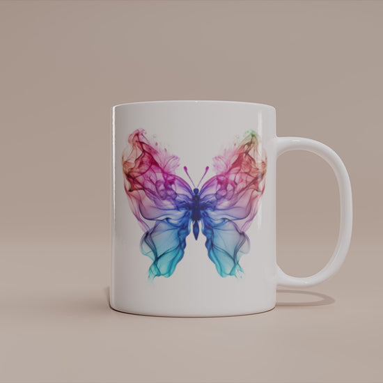 Video - Schmetterling Tasse – Buntes Aquarell Rauch Design