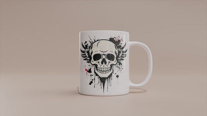 Video - Totenkopf Tasse – Dark Skull Design mit Flügeln & Blutspritzern