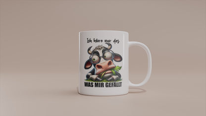 Video: Witzige Kuh Tasse mit dem Spruch „Ich höre nur das, was mir gefällt“.