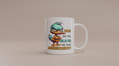Video: Witzige Enten Tasse mit dem Spruch „Sehe ich aus, als ob es mich interessiert?“.
