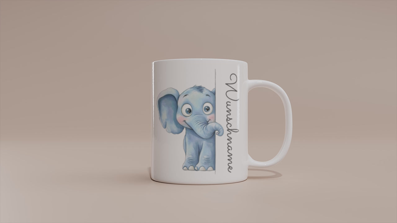 Video - Personalisierte Tasse mit Elefant – Becher mit Wunschname