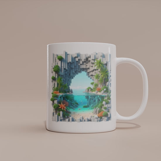 Video - Insel Urlaub Tasse – 3D Effekt Motiv mit tropischem Meeresblick