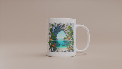 Video - Insel Urlaub Tasse – 3D Effekt Motiv mit tropischem Meeresblick