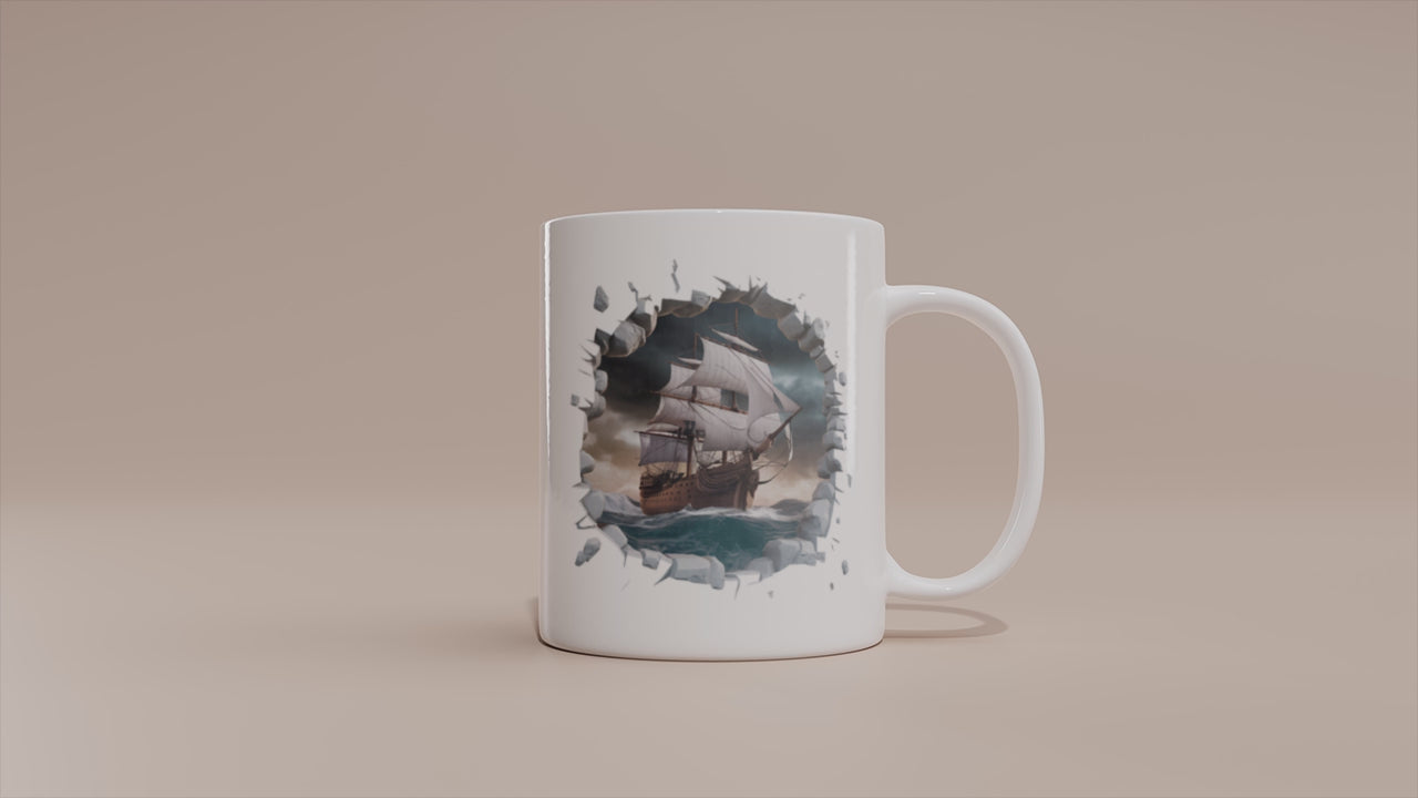 Video - Schiff Tasse – 3D Effekt Motiv mit Segelschiff auf hoher See