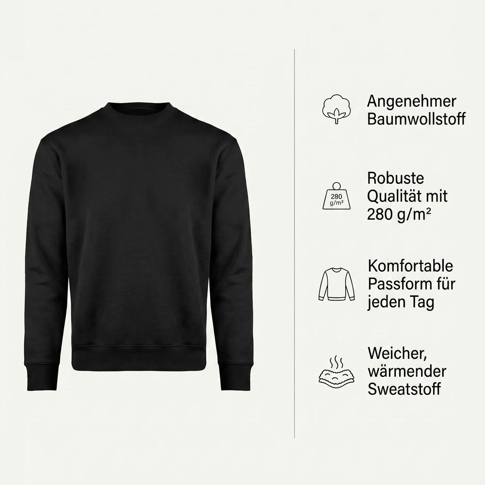 Unisex Pullover Material und Passform Übersicht – 280g robuster Sweatstoff