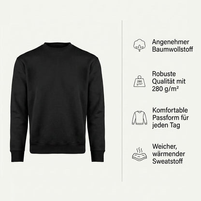 Unisex Pullover Material und Passform Übersicht – 280g robuster Sweatstoff
