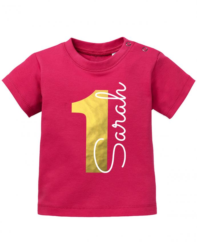 1-Gold-Name-erster-Geburtstag-baby-t-Shirt- Geburtstag T-Shirt mit goldener zahl und Wunschnamen- junge-mädchen-Sorbet