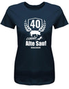 Lustiges T-Shirt zum 40. Geburtstag für die Frau Bedruckt mit 40 coole alte Sau personalisiert mit Name. Navy