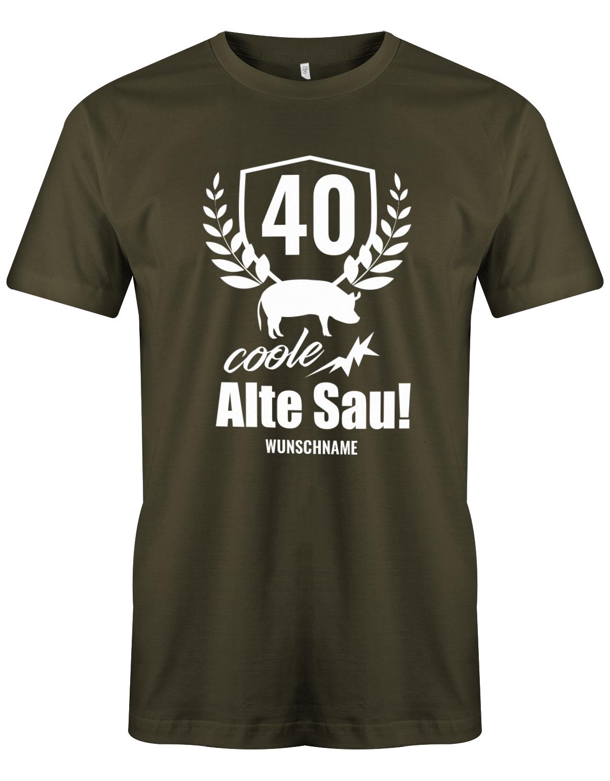40 Alte Coole Sau Personalisiert mit Name - T-Shirt 40 Geburtstag Männer - 1983 myShirtStore Army