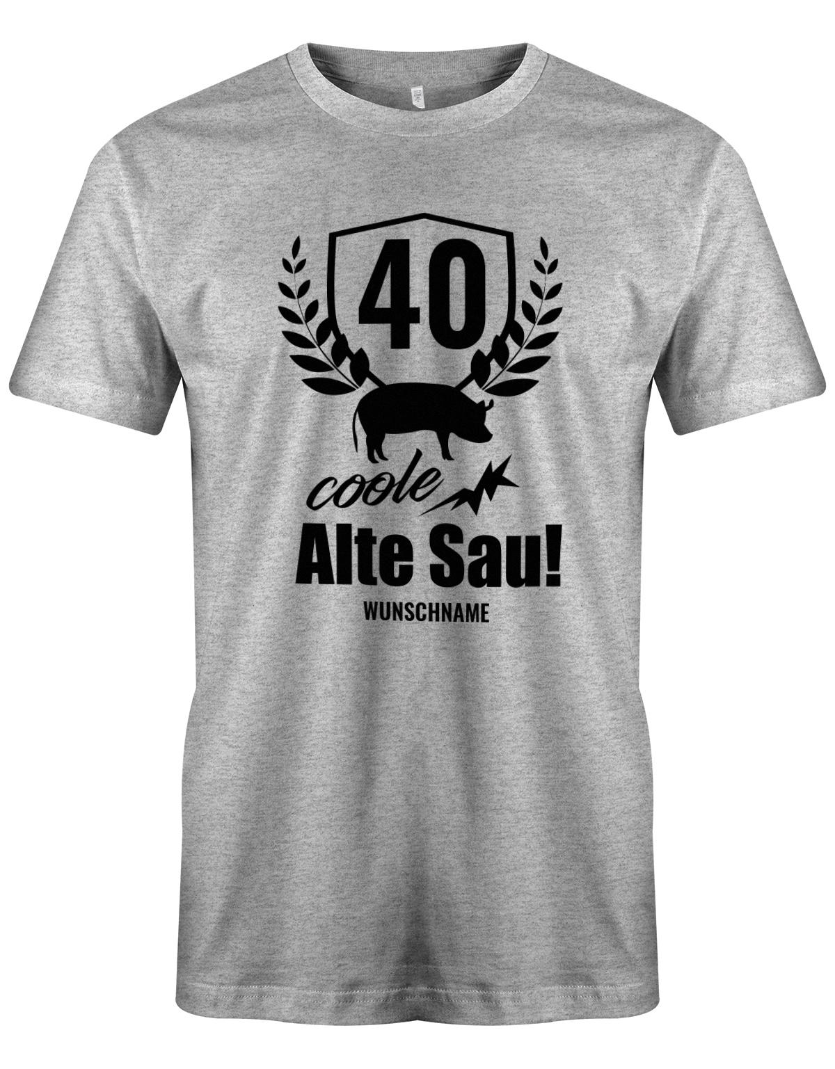 40 Alte Coole Sau Personalisiert mit Name - T-Shirt 40 Geburtstag Männer - 1983 myShirtStore Grau